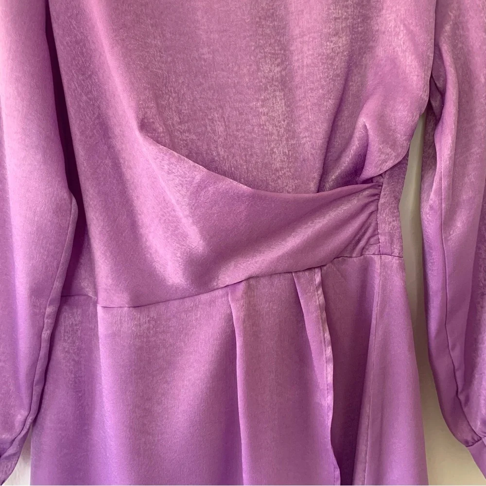 Zara Light Lilac Draped Satin Effect Dress - Picture 8 of 16
